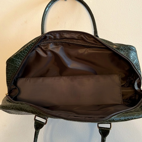 Vintage faux crocodile dark green hand bag - Picture 2 of 2